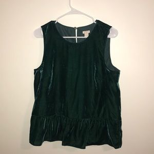 Jcrew Green Velvet Pelpum Top